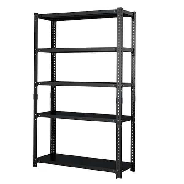 Tileon Kitchen Pantry, Household Storage Rack With Adjustable Display Rack, Basement Balcony Storage Rack, Carbon Steel-Black