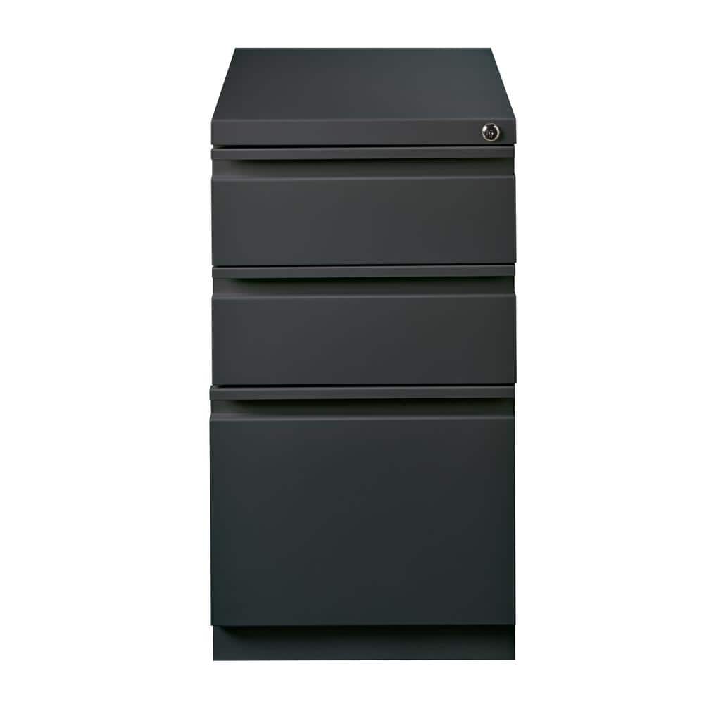 Charcoal Steel 3-Drawer Lockable Mobile Pedestal Filing Cabinet