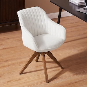 Arthur Off White Polyester Arm Chair with Swivel (Set of 1)