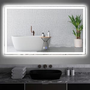 60 in. W x 36 in. H Rectangular Frameless Anti-Fog Backlit Frontlit Wall Mount LED Bathroom Vanity Mirror in Silver