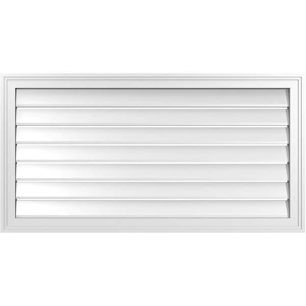Ekena Millwork 42" x 22" Rectangular White PVC Paintable Gable Louver Vent Functional