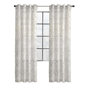 Jenny Grey Polyester Chiffon 52 in. W x 84 in. L Grommet Indoor Light Filtering Curtain (Single-Panel)