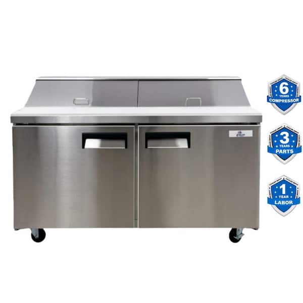 60.25 in. W 15 cu. ft. NSF Commercial Food Prep Sandwich Table Refrigerator Cooler in Stainless Steel