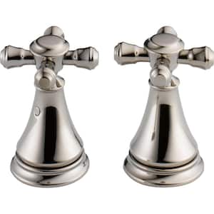 Pair of Cassidy Metal Cross Handles for Bathroom Faucet in Polished Nickel