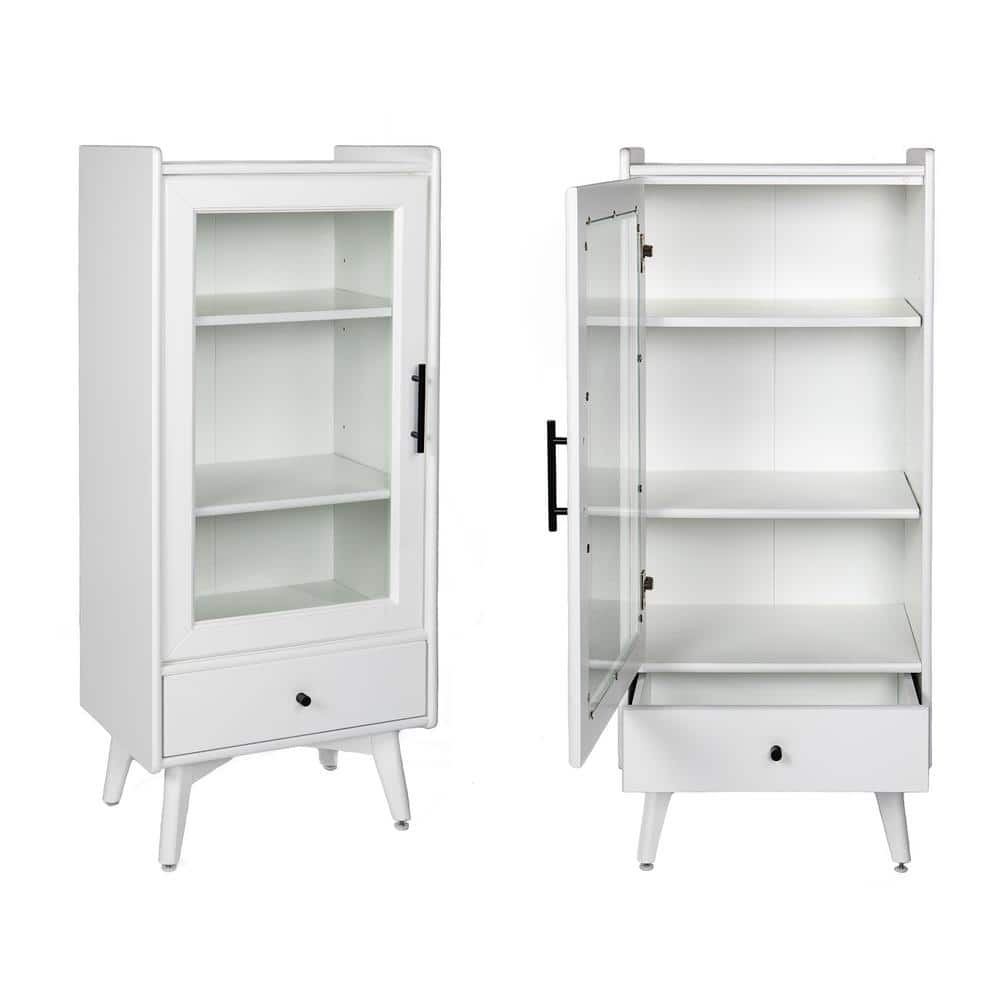 Modern 19.8 in. W x 13.8 in. D x 46 in. H White Bathroom Linen Cabinet with