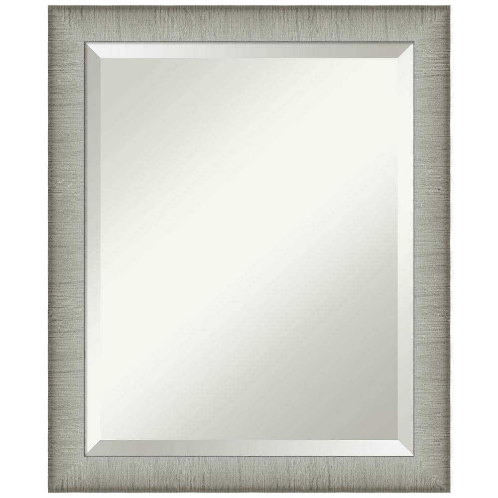 Elegant Brushed Pewter 19" x 23" Rectangular Bathroom Mirror