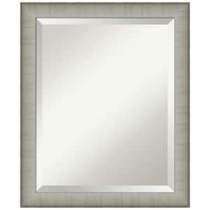 Medium Rectangle Elegant Brushed Pewter Beveled Glass Casual Mirror (23 in. H x 19 in. W)