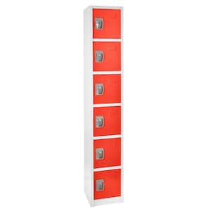 629-Series 72 in. H 6-Tier Steel Key Lock Storage Locker Free Standing Cabinets for Home, School, Gym in Red