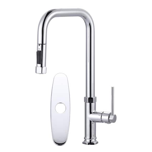 AVITAS Single Handle 2 Water Modes Pull Down Sprayer Kitchen Faucet with Stainless Steel And Brass in Polished Chrome