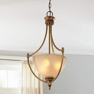 Keswick 3-Light Brushed Brass Bowl Pendant with Frosted Shade