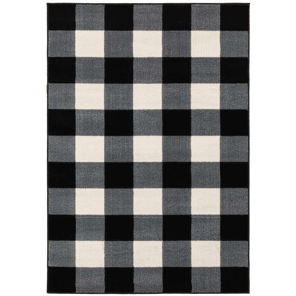 Gracie Black/Ivory 4 ft. x 6 ft. Plaid Area Rug