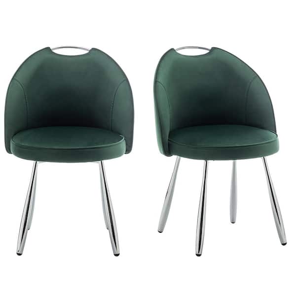 Art Leon BBAT Green Fabric Dining Side Chairs with Metal Legs, Set of 2