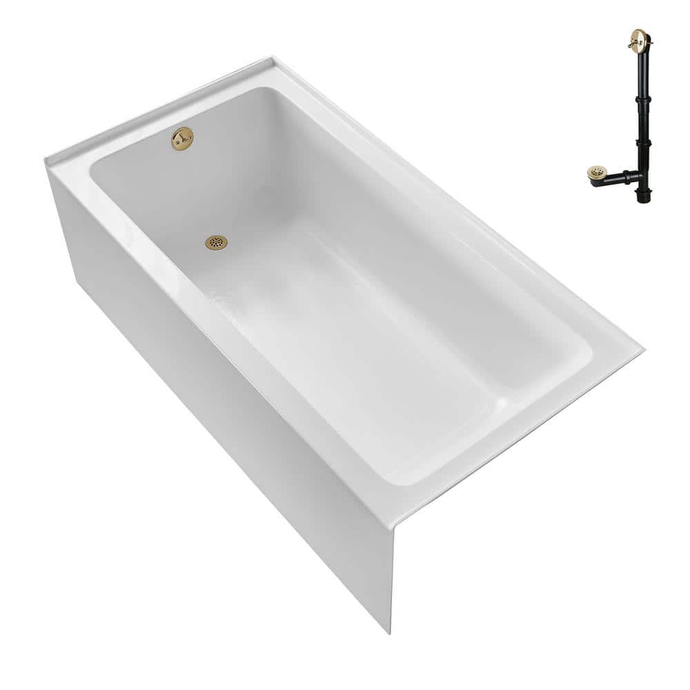 GA-303-8-PBR 66 in. x 34 in. Acrylic Soaking Alcove Bathtub in Glossy White with Left-Hand Drain in Polished Brass price history on PriceWatchPro