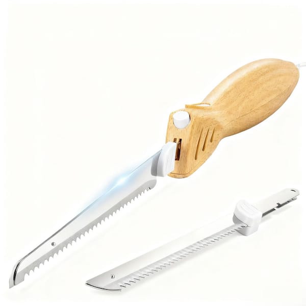 Electric Carving Knife Set with 6.69 in. Serrated Stainless Steel Blades and Faux Wood Handle (Set of 2)