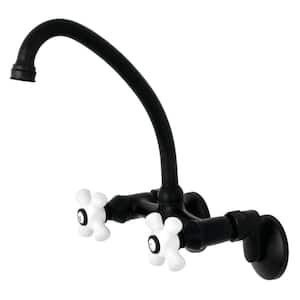 Kingston 2-Handle Wall-Mount Standard Kitchen Faucet in Matte Black