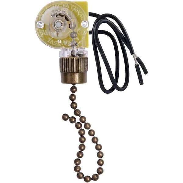 Zing Ear ZE-109 Two-Wire Bronze Ceiling Fan Pull Chain Switch for Hunter Fans and Lights Replacement