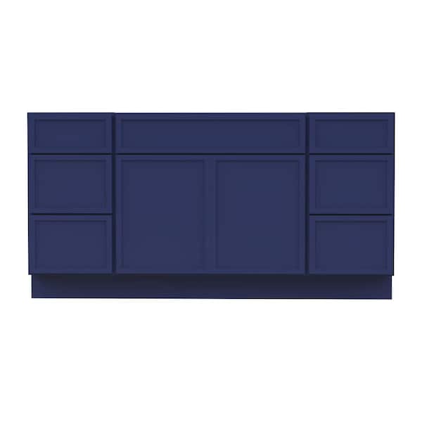 69 in. W x 21 in. D x 32.5 in. H Bath Vanity Cabinet without Top in Blue (Unassembled)