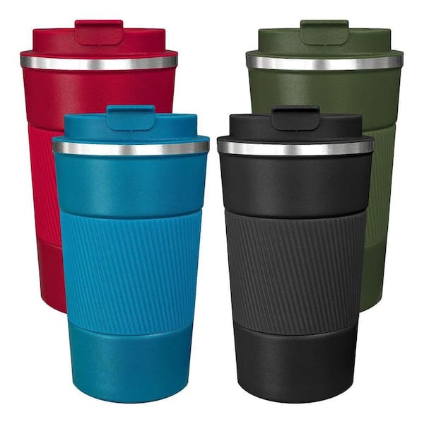 17 oz Multicolor Stainless Steel Insulated Travel Mug with Lid, Coffee  Tumbler, Thermal Cup, 4 Pack 29ESA05668 - The Home Depot