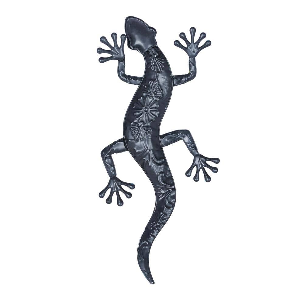 Multi-Colored Metal Floral Lizard Wall Decor, 32" x 15"