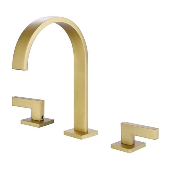 Aurora Decor ABA 8 in. Widespread Double Handle Bathroom Faucet in Brushed Gold