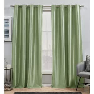 Chatra Sage Solid Light Filtering 54 in. x 96 in. Grommet Top Curtain Panel (Set of 2)