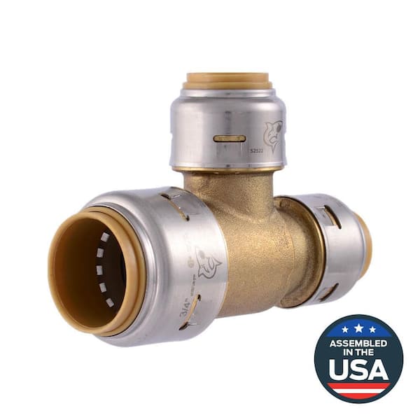 SharkBite Max 3/4 in. x 1/2 in. x 1/2 in. Push-to-Connect Brass Reducing Tee Fitting