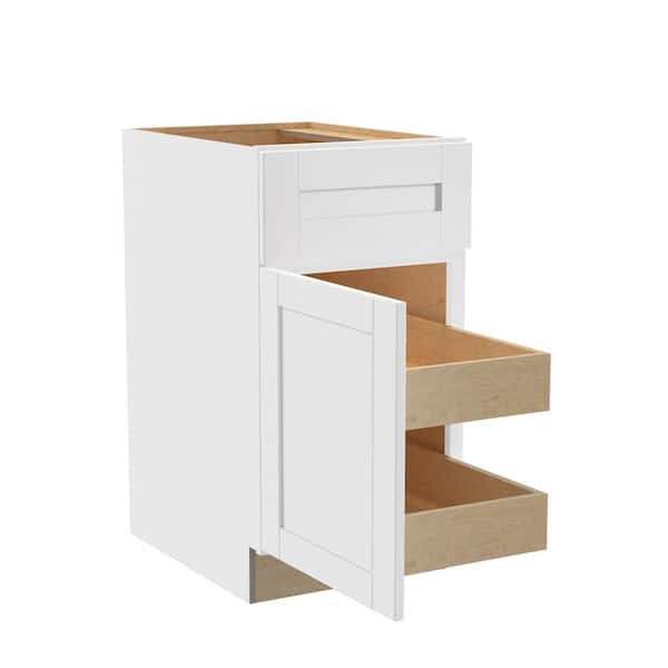 Home Decorators Collection Washington Vesper White Plywood Shaker Assembled Base Kitchen Cabinet FH 2 ROT Soft Close 18 in W x 24 in D x 34.5 in H