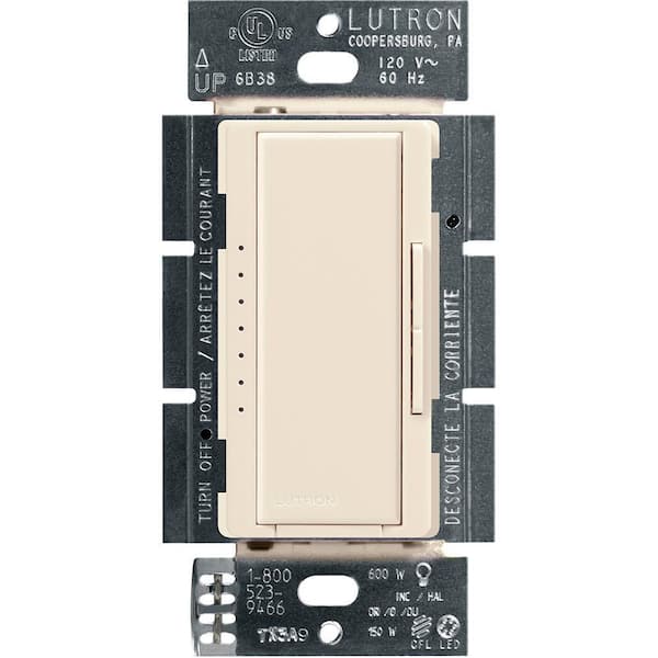 Lutron Maestro LED+ Dimmer Switch for Dimmable LED Bulbs, 150W/Single-Pole or Multi-Location, Light Almond (MACL-153MH-LA)