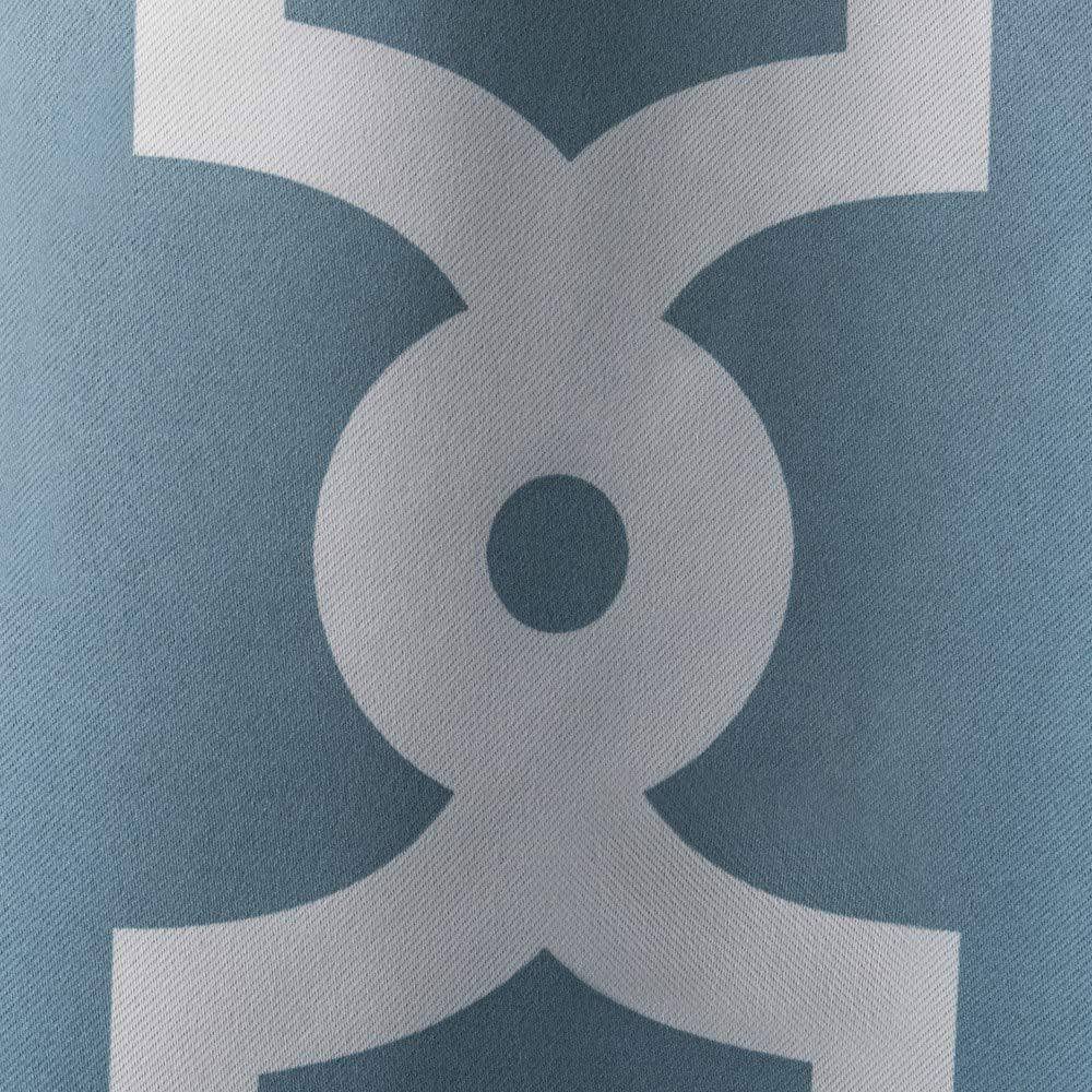 Teal and White Geometric Trellis Blackout Curtain Panels, 52"x96", Set of 2
