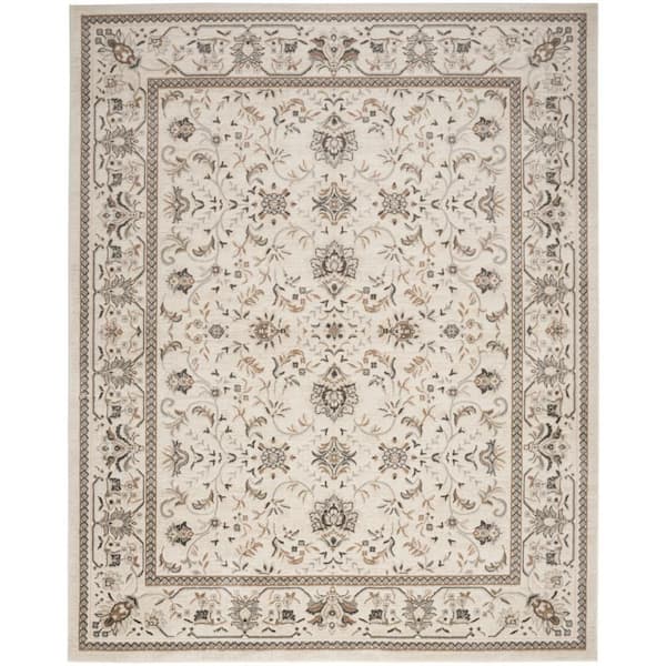 Serenity Home Ivory Mocha 6 ft. x 9 ft. Medallion Traditional Area Rug
