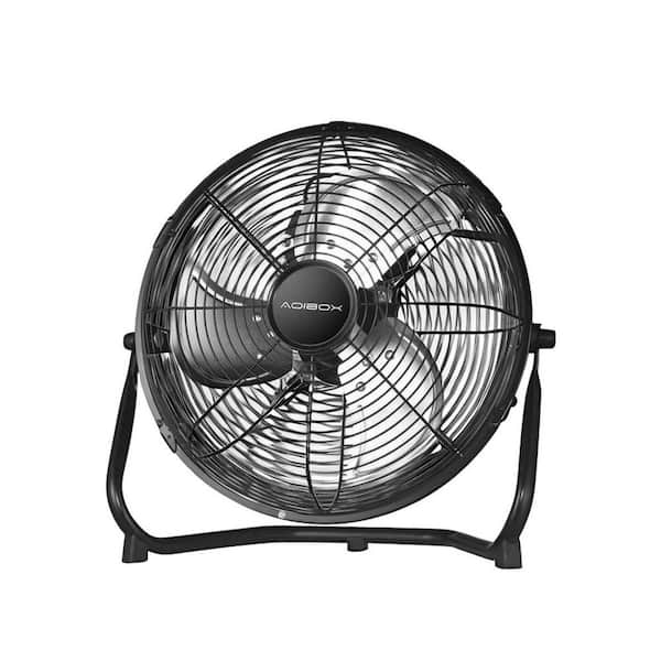 18 in. 3-Speed High-Velocity Industrial Heavy Duty Metal Floor Fan in Black with Tilting Head for Outdoor/Indoor Use