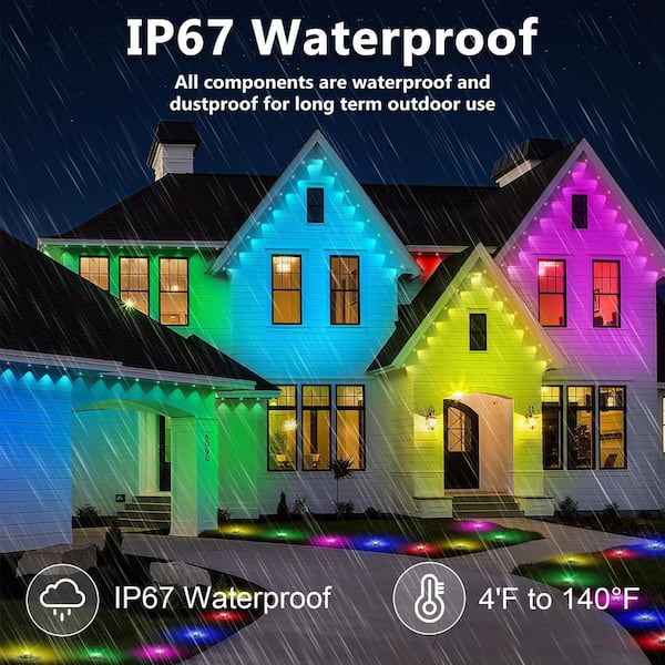 100 FT RGB Outdoor Lights, Remote & APP Control, IP67 Waterproof DIY Scenes, for House Roof, Christmas, Party