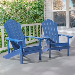 HIPS Navy Blue Plastic Adirondack Chair Weather Resistant for Outdoors (2-Pack)