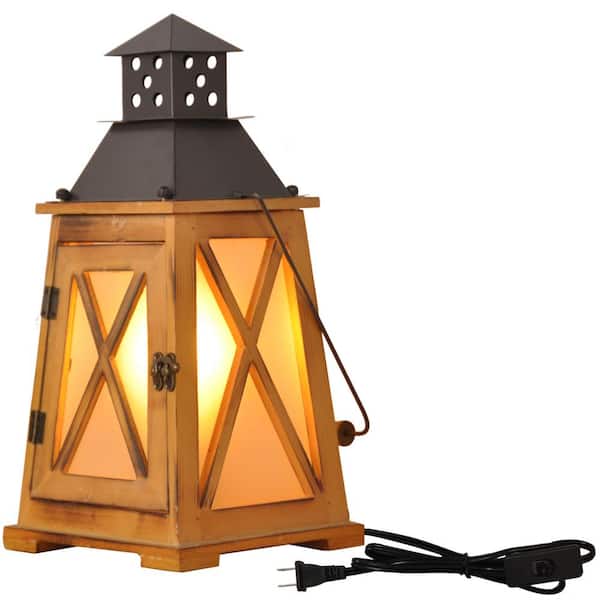 INNOBULE 16.14 in. H Yellow Retro Nautical Wood Electric Table Lamp Night Light Suitable for Living Room Bedroom