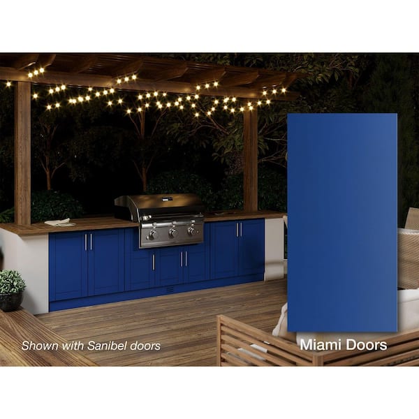 Miami Reef Blue 20-Piece 121.25 in. x 34.5 in. x 28.5 in. Outdoor Kitchen Cabinet Island Set