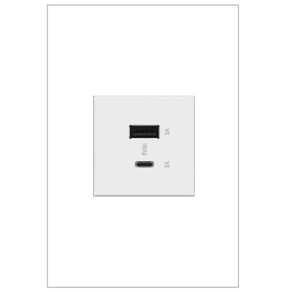 adorne 6.0 Amp Ultra-Fast USB Type A/C Duplex Outlet, White
