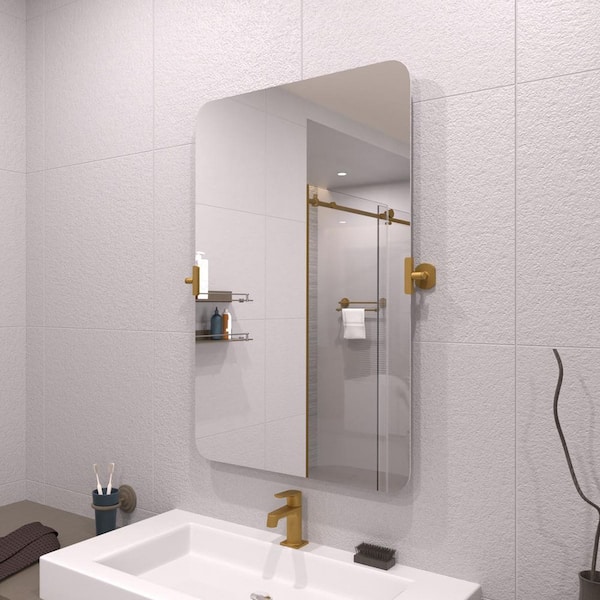 Opalyn 24 in. H x 36 in. W Rectangular Framed Tilt Wall Mount Bathroom Vanity Mirror in Brushed Gold