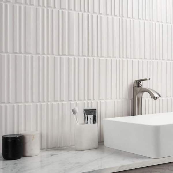 Newcastle White 7.87 in. x 15.74 in. Matte Ceramic Wall Tile (7.74 sq. ft./Case)