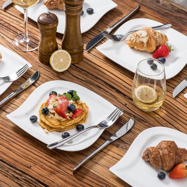 6-Piece Ivory White Porcelain Dessert Plate Set Salad Plate Kitchen Serving Plates Side Dishes Plates Set