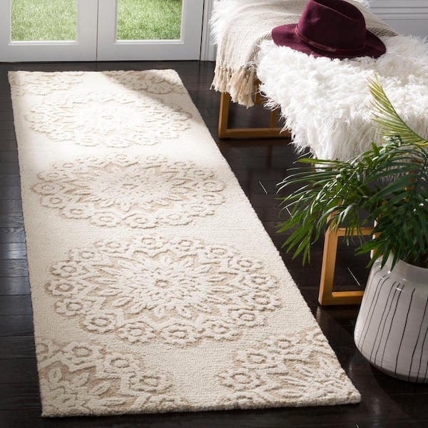 Blossom Ivory/Beige 2 ft. x 10 ft. Floral Medallion Runner Rug