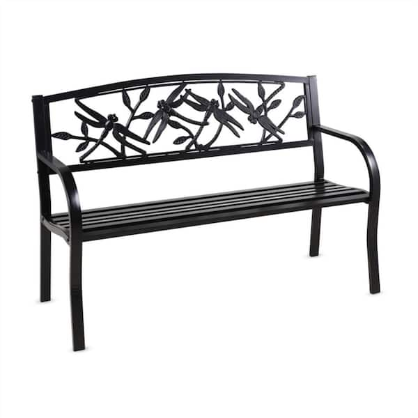 Evergreen 50 in. Dragonfly Metal Outdoor Garden Bench 8MB118 - The Home ...