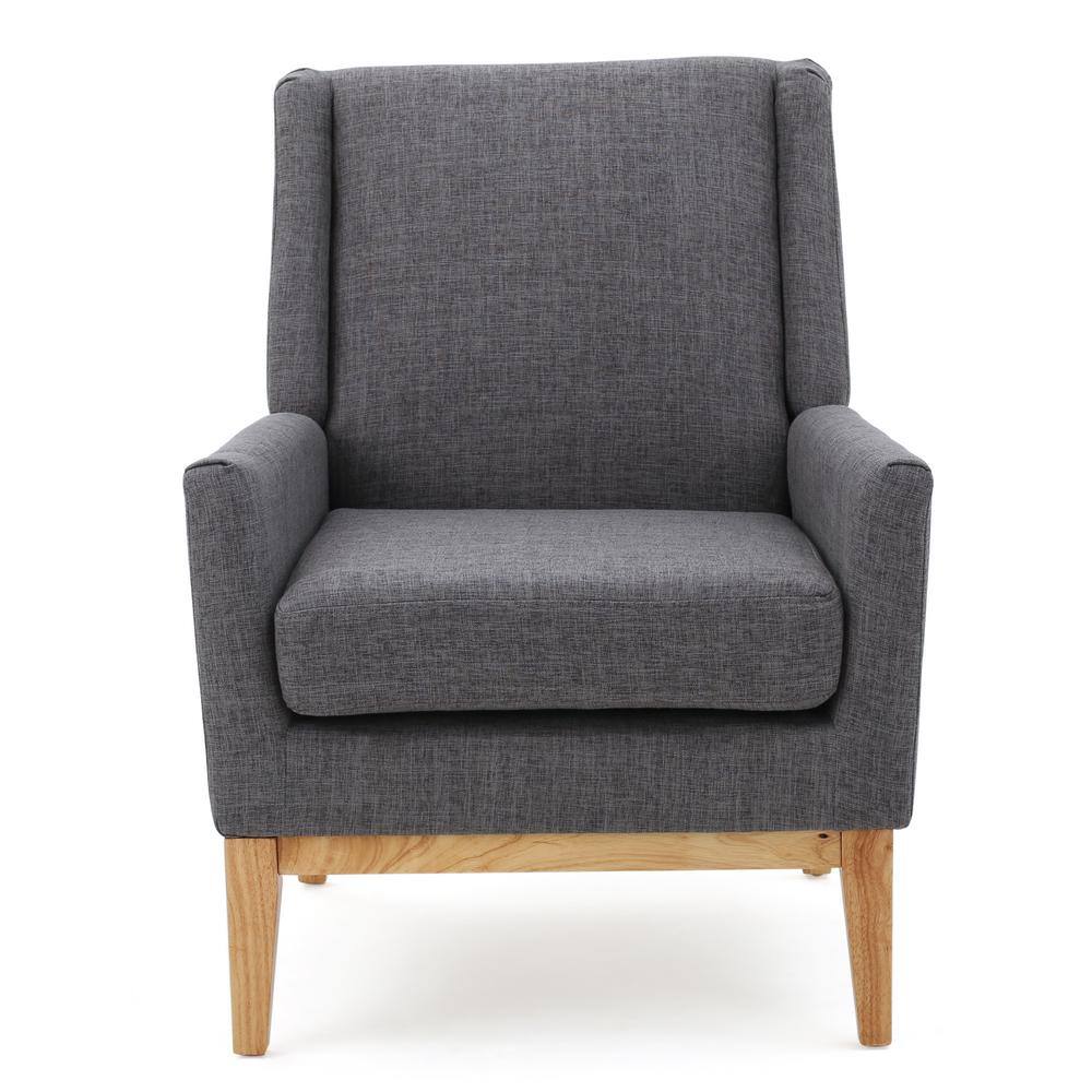 Aurla Light Gray Fabric Accent Chair with Natural Rubber Wood Legs