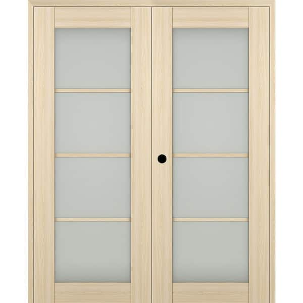 Belldinni Vona 60"x 96" Right Hand Active 4-Lite Frosted Glass Loire Ash Wood Composite Double Prehung French Door