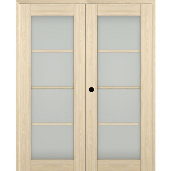 Belldinni Vona 72"x 96" Right Hand Active 4-Lite Frosted Glass Loire Ash Wood Composite Double Prehung French Door