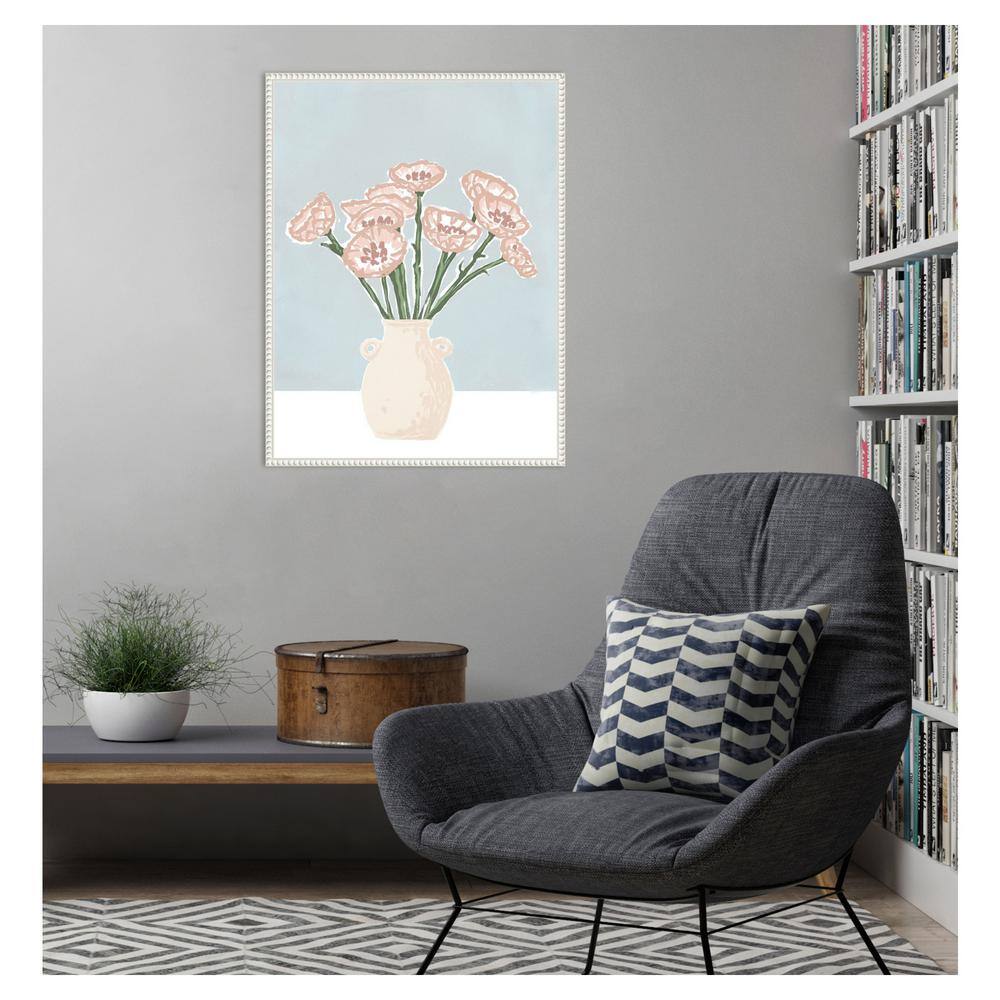 Renewed Bouquet II Pastel Pink Floral Canvas Wall Art with White Frame