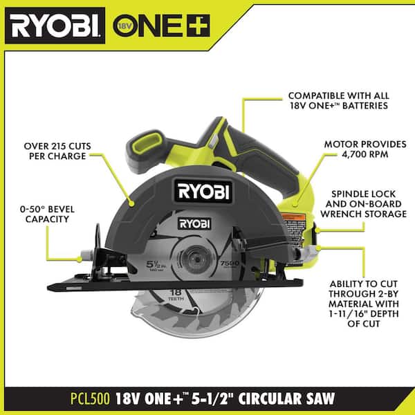 Ryobi Tools P505 18V ONE 5-1/2 Cordless Circular Saw, Tool Only 