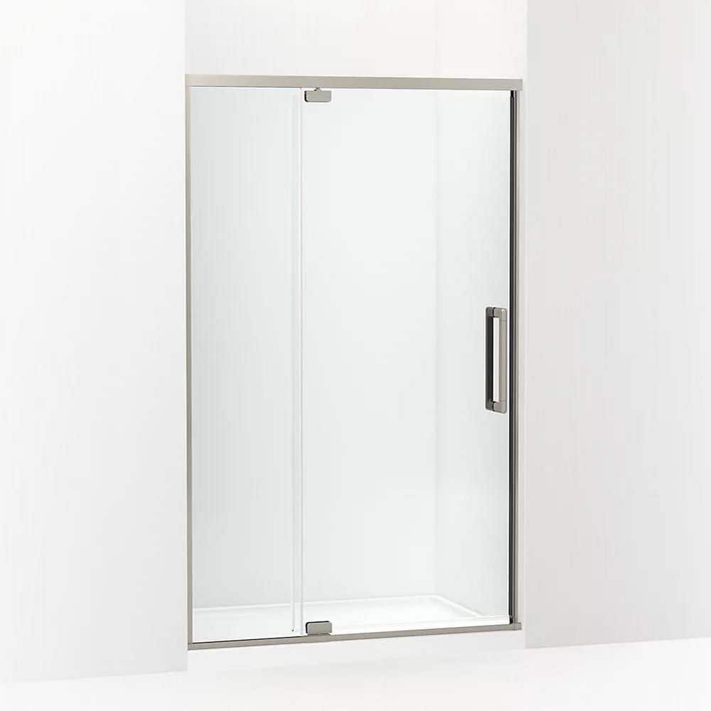 Statement 48 in. W x 76 in. H Pivot Framed Shower Door in Anodized Brushed Nickel Finish with Clear Glass price history on PriceWatchPro