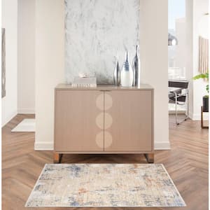 Modern Abstract Beige Grey 3 ft. x 4 ft. Abstract Contemporary Area Rug