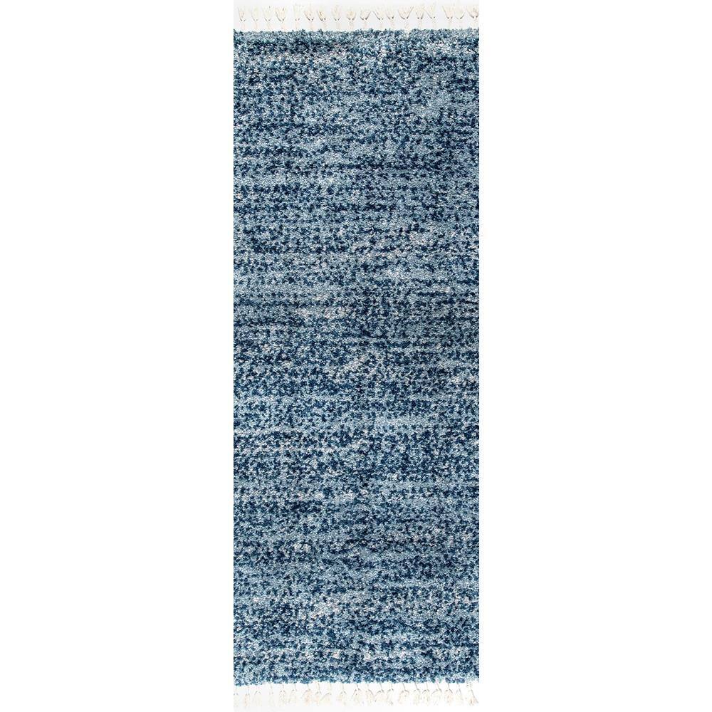 StyleWell Contemporary Brooke Shag Blue 2 ft. x 8 ft. Runner Rug ...