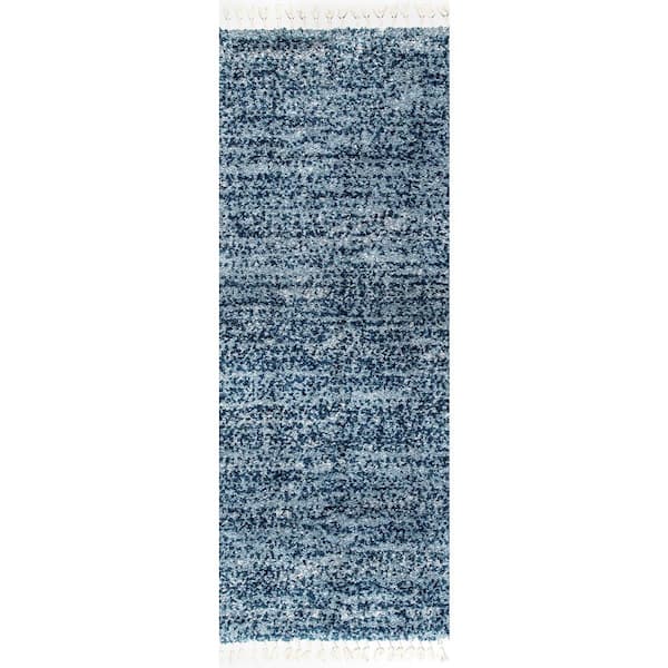 StyleWell Contemporary Brooke Blue 2 ft. x 8 ft. Rectangle Indoor Shag Runner Rug